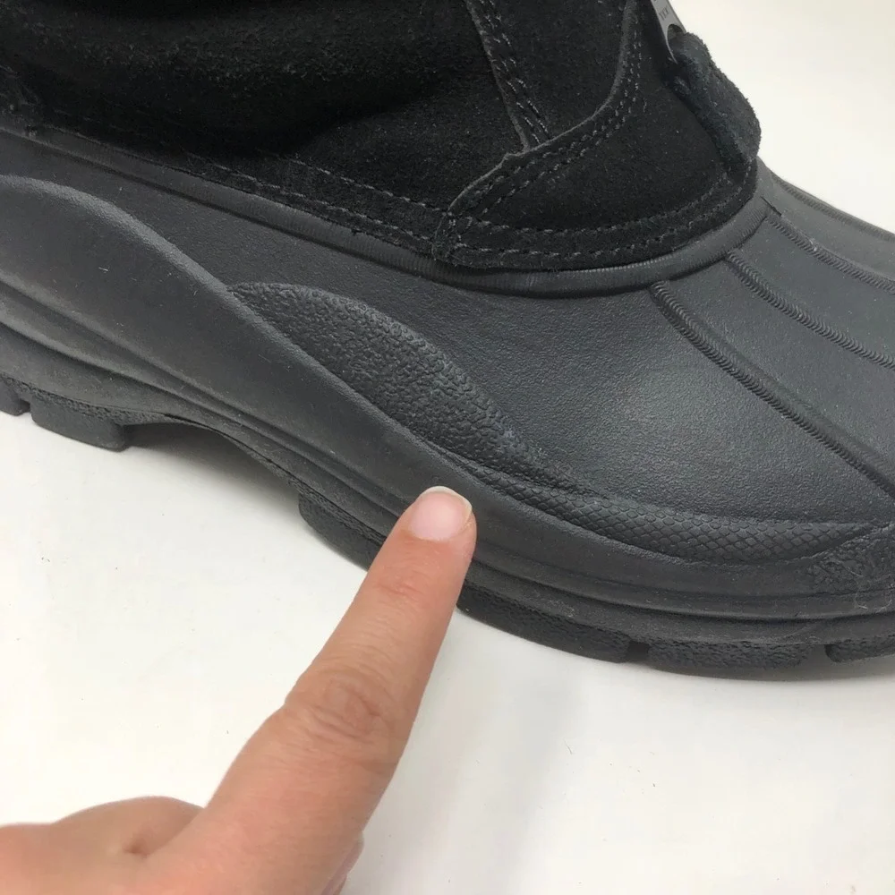 Elk Woods Slushy Snow Boots Mens 9‎ Black Suede Zip Outdoor Waterproof Hiking